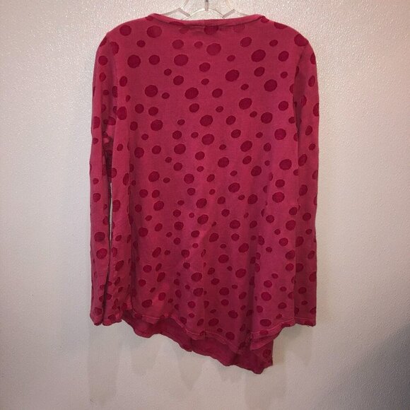 Cut Loose Womens Medium Pink Polka Dots Long Sleeve Asymmetrical Shirt Top Sz M - Picture 7 of 8
